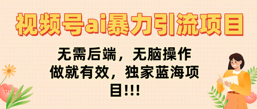 视频号ai暴力引流项目，无需后端，无脑操作，做就有效，独家蓝海项目!!!-六道网创