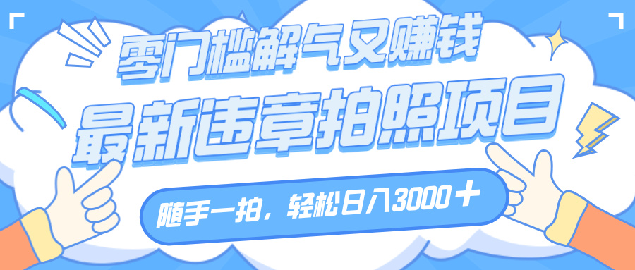 解气又赚钱的项目，随手一拍，轻松收入3000+，最新违章拍照赚钱-六道网创