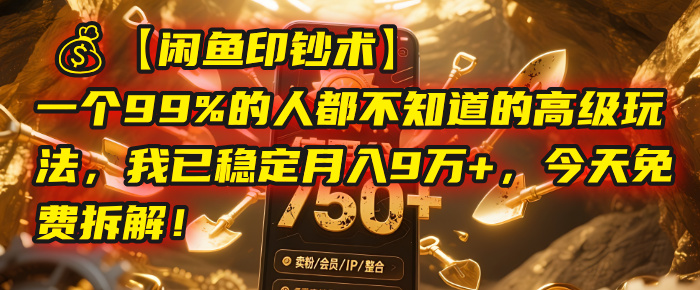【闲鱼印钞术】一个99%的人都不知道的高级玩法，我已稳定月入9万+，今天免费拆解！-六道网创