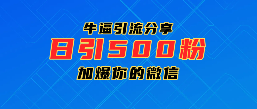 超牛逼引流分享，日引300-500粉，加爆你的微信-六道网创