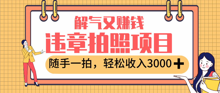 最新违章拍照赚钱，解气又赚钱的项目，随手一拍，轻松收入3000+-六道网创