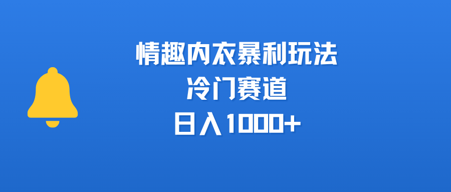 情趣内衣暴利玩法，冷门赛道，日入1000+-六道网创