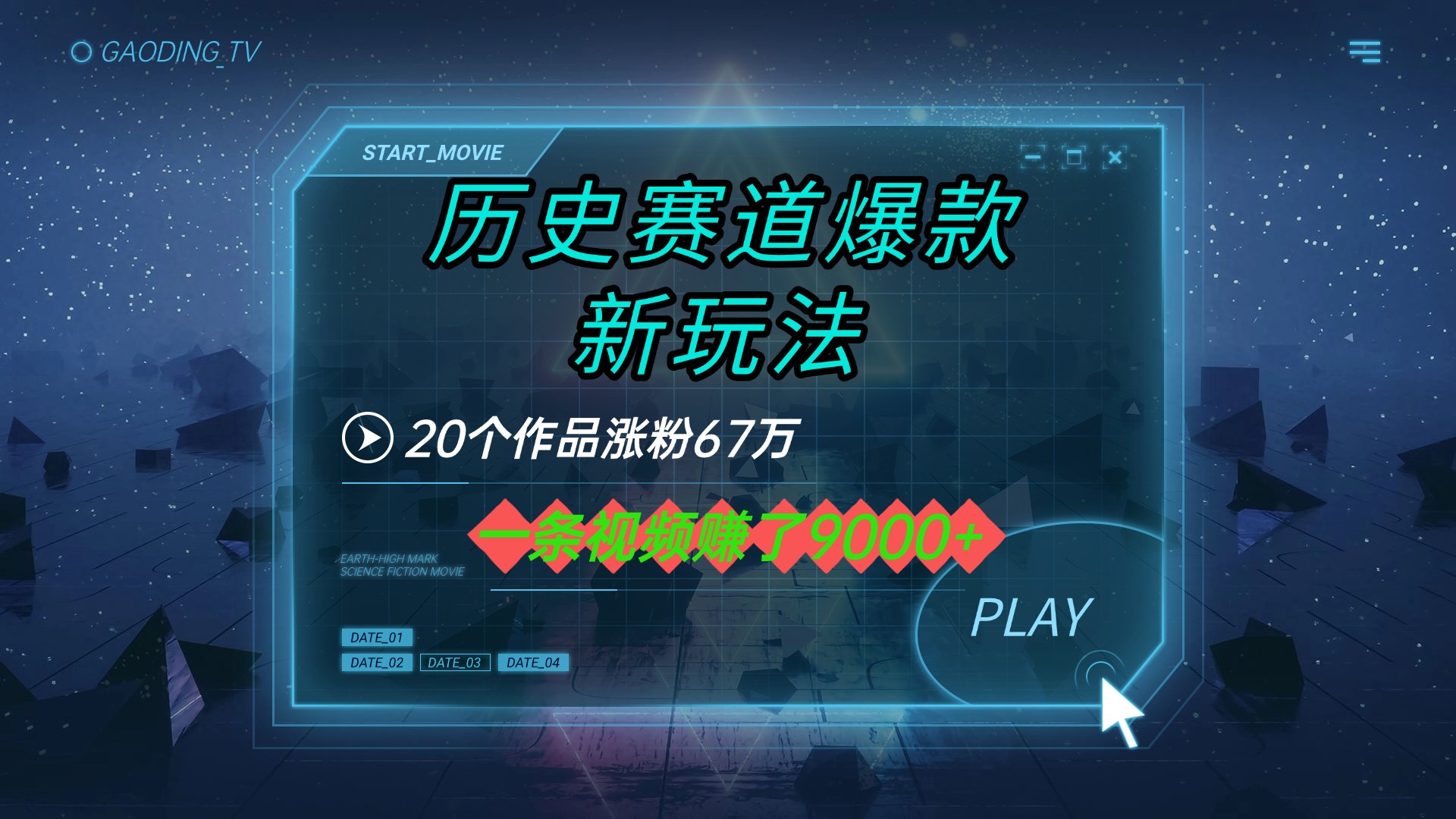20个作品涨粉67万，一条视频赚了9000+，历史赛道爆款新玩法-六道网创
