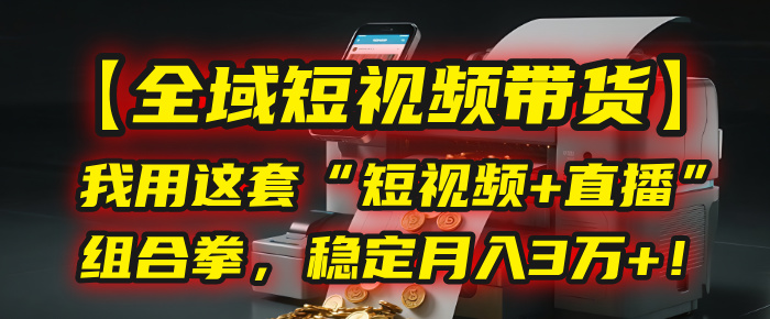 【全域短视频带货】我用这套“短视频+直播”组合拳，稳定月入3万+！-六道网创