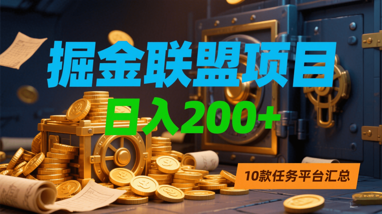 掘金联盟项目，日入200+，10款任务平台汇总-六道网创