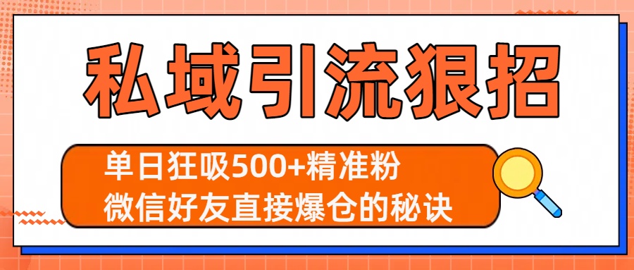 私域引流狠招：单日狂吸500+精准粉，微信好友直接爆仓的秘诀-六道网创