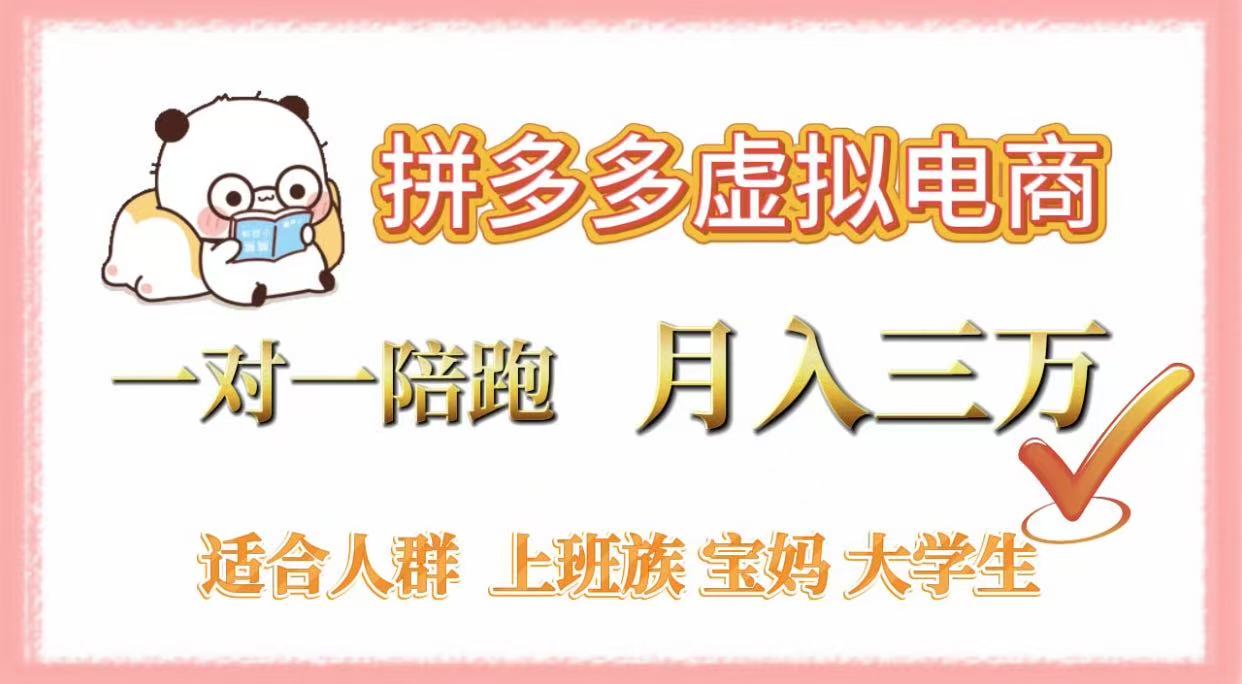 拼多多虚拟电商，一对一陪跑，月入3万，0囤货，轻资产，不发货-六道网创