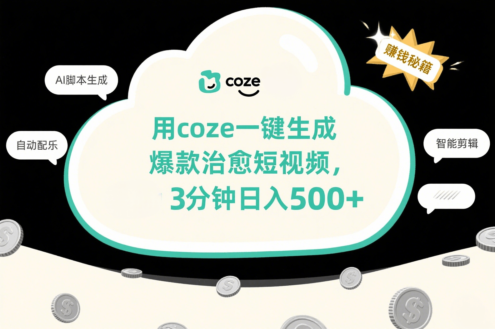 用coze一键生成爆款治愈短视频，3分钟日入500+-六道网创