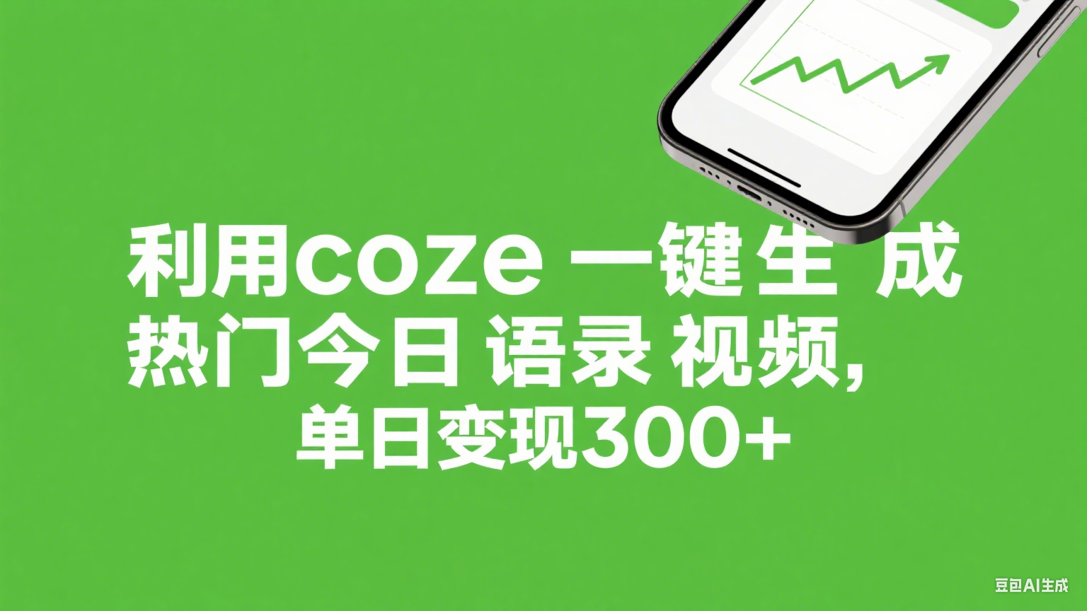 利用coze一键生成热门今日语录视频，单日变现300+-六道网创