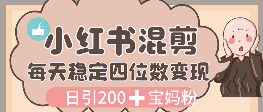 价值 3980 的小红书混剪， 虚拟变现，日引 200+宝妈创业粉，每天稳定四位数变现-六道网创