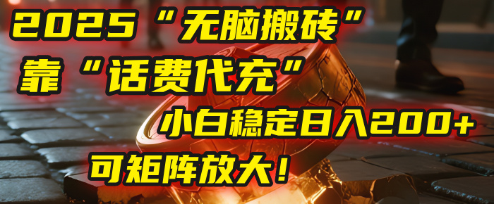 无脑搬砖项目：靠“话费代充”，小白稳定日入200+，可矩阵放大！-六道网创