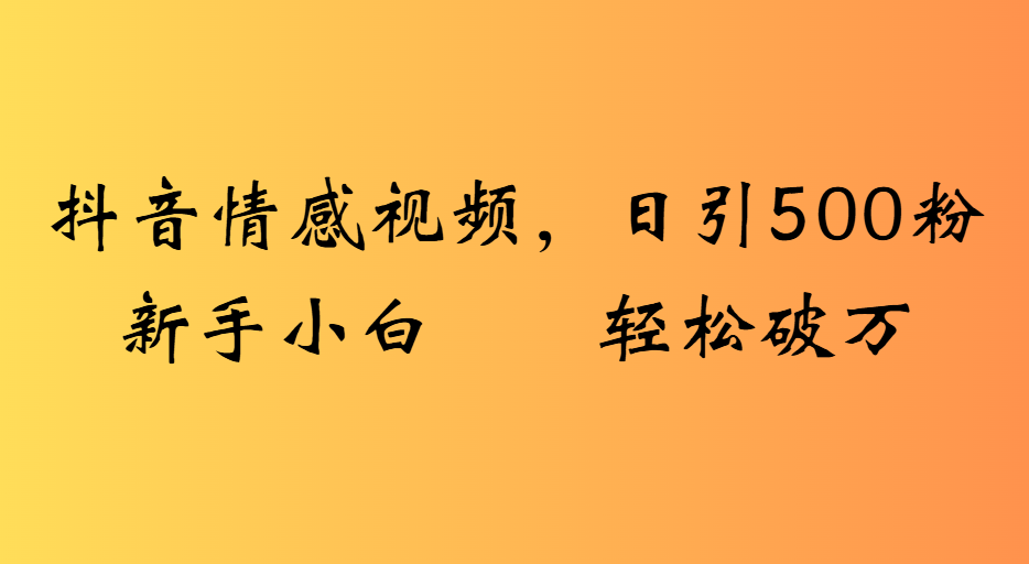 抖音情感视频，日引500粉新手小白轻松破万-六道网创