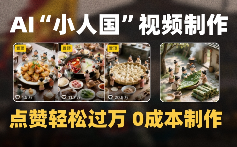 爆款1000W+微缩景观迷你小人国AI视频，0成本制作全流程教学-六道网创