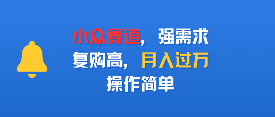 小众赛道，强需求，复购高，月入过万，操作简单-六道网创