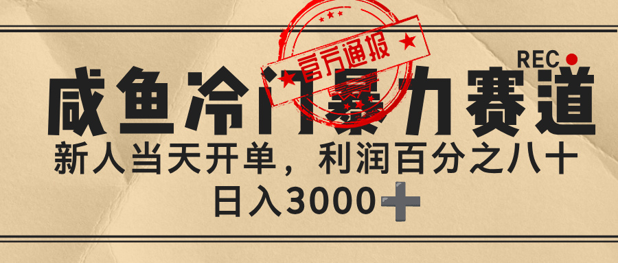 闲鱼，冷门暴力赛道，一单 80%利润，新人轻松日入 3000+-六道网创