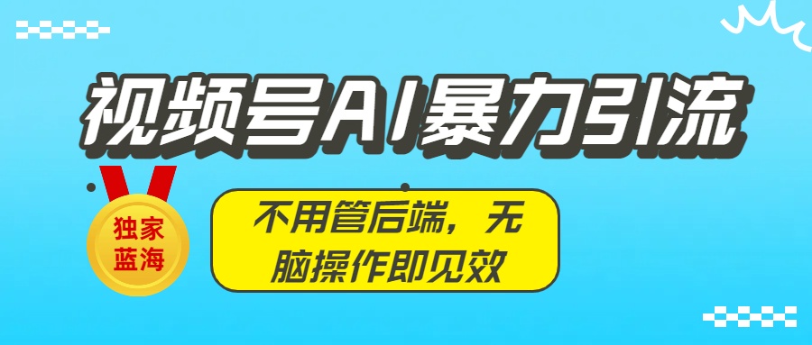 独家蓝海！视频号AI暴力引流：不用管后端，无脑操作即见效-六道网创