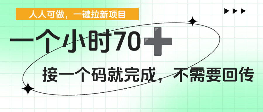一个小时70+，一键拉新项目，接一个码就完成，不需要回传-六道网创