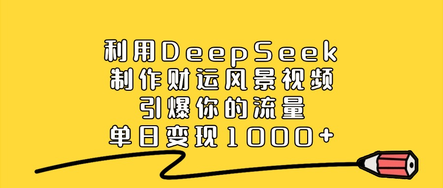 利用DeepSeek制作财运风景视频,直接引爆你的流量,单日变现1000+-六道网创